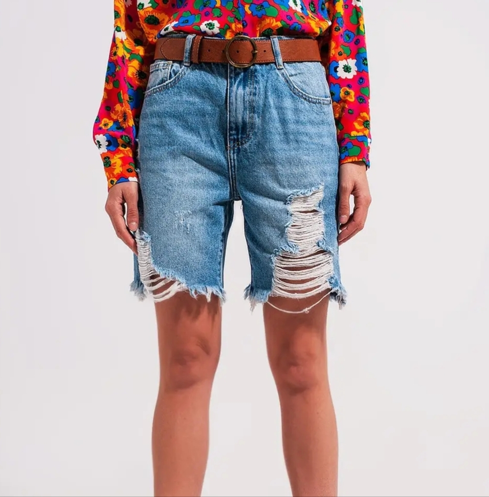 NWT Q2 Destroyed Denim Shorts